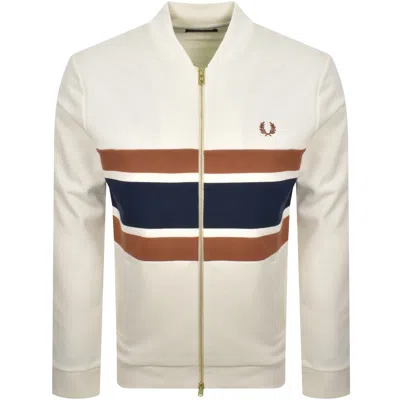 Fred Perry Anelled Full Zip Sweatshirt In White