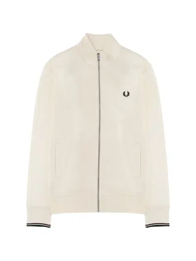 Fred Perry Sweatshirt With Logo And Zipper In Neutral