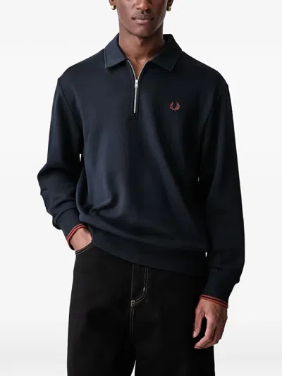 Fred Perry Zip-fastening Cotton Polo Shirt In 블루