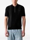 Fred Perry Textured-panel Zip-up Sweater In Black