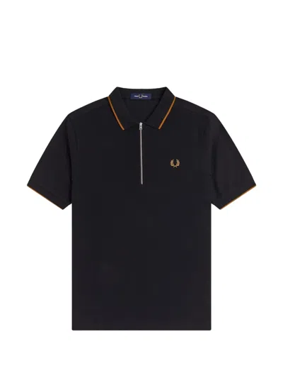 Fred Perry Polo Shirt Contrast Trim Short Sleeves In Black