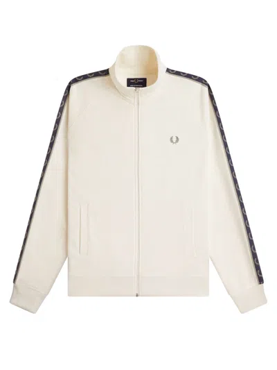 Fred Perry Zip-front Logo Sweatshirt Tracksuit For Men In White
