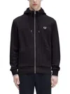 Fred Perry Zipper Hoodie In Black