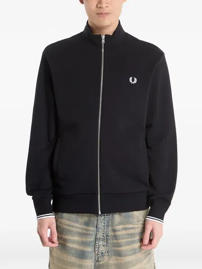 Fred Perry Zip-through Sweater In Black