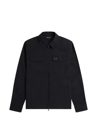 Fred Perry Zip-up Flap-pocket Shirt In Black