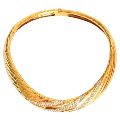 Pre-owned Fred Rigid Necklace Opening In Two Parts With Gadroons Pattern Gold Diamonds In Multi