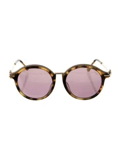 Pre-owned Fred Round Mirrored Sunglasses W/ Tags In Brown