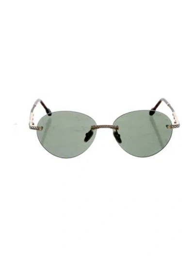 Pre-owned Fred Round Tinted Sunglasses In Gold