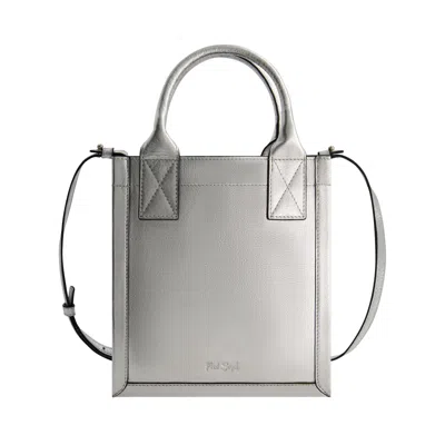 Fred Segal Small Smooth Leather Vertical Tote In Silver