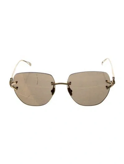 Pre-owned Fred Square Tinted Sunglasses W/ Tags In Gold