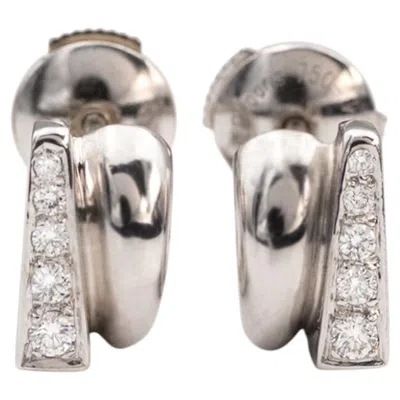 Pre-owned Fred Success 18k White Gold And Silver Diamond Earrings