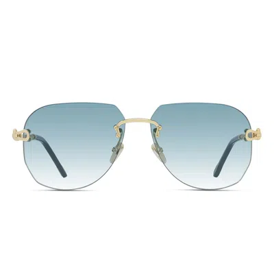 Fred Sunglasses Fg4011 Un 30 Z Manille Cable Gold/blue Unisex In White