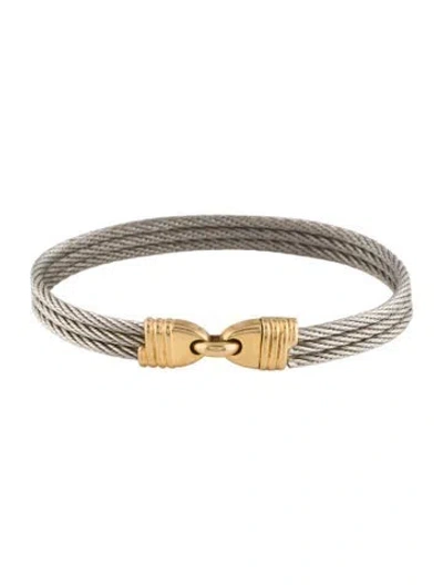 Pre-owned Fred Two-tone Force 10 Cable Bracelet, 7" In Multi