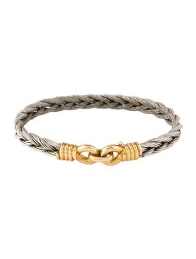 Pre-owned Fred Two-tone Force 10 Cuff Bracelet, 7" In Multicolor