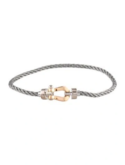 Pre-owned Fred Two-tone Md Buckle Bracelet, 7" In Multicolor