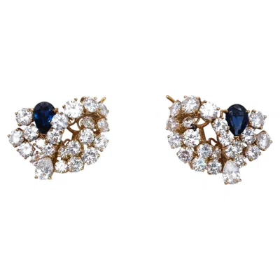 Pre-owned Fred Vintage  Sapphire, Diamond And Gold Earrings, Circa 1960 In Multiple