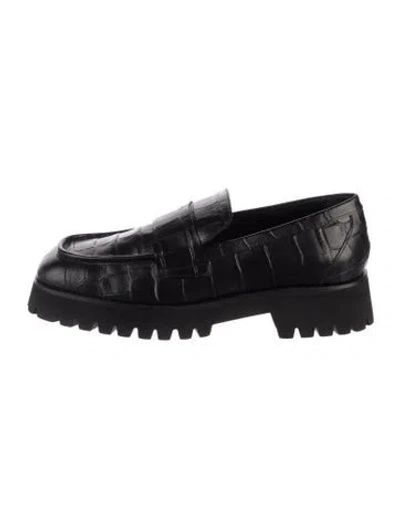 Pre-owned Freda Salvador Alligator Animal Print Loafers In Black