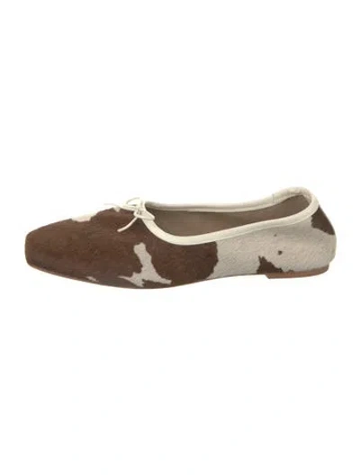Pre-owned Freda Salvador Alligator Printed Ballet Flats In Brown