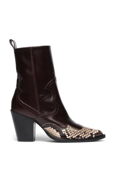Freda Salvador Beth Python-effect Leather Ankle Boots In Animal
