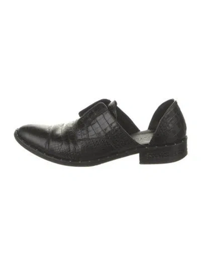 Pre-owned Freda Salvador Crocodile D'orsay Flats In Black