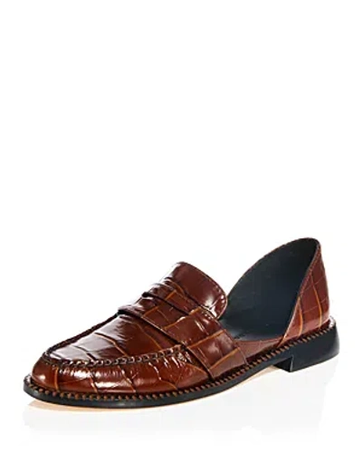 Freda Salvador E Women's Tash Croc Embossed Leather D'orsay Penny Loafers In Hickory