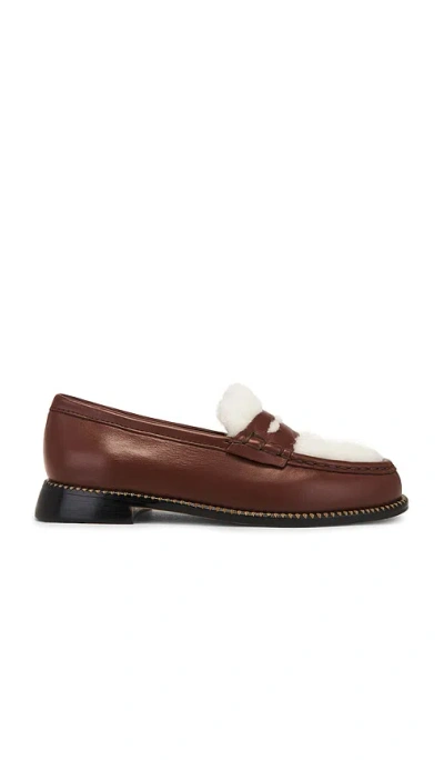 Freda Salvador Elba Loafer In Cognac Calf With Shearling