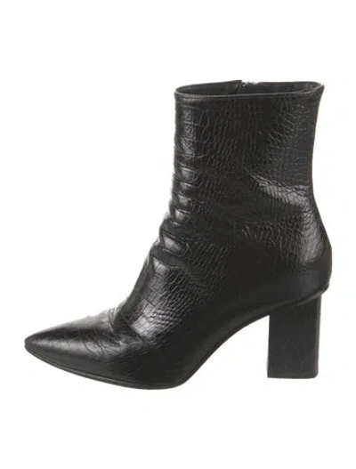 Pre-owned Freda Salvador Embossed Leather Boots In Black