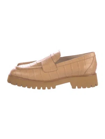 Pre-owned Freda Salvador Embossed Leather Loafers In Neutral