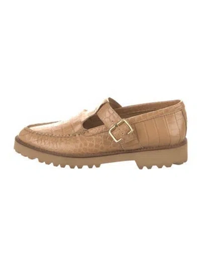 Pre-owned Freda Salvador Embossed Leather Loafers In Neutral