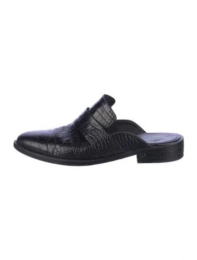 Pre-owned Freda Salvador Embossed Leather Mules In Black
