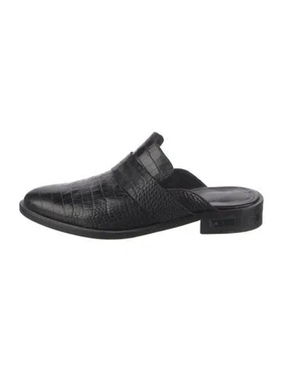 Pre-owned Freda Salvador Embossed Leather Mules In Black