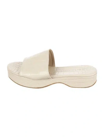 Pre-owned Freda Salvador Embossed Leather Slides In Neutral