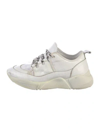 Pre-owned Freda Salvador Embossed Leather Sneakers In White