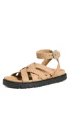 Freda Salvador Glen Leather Sandal In Latte