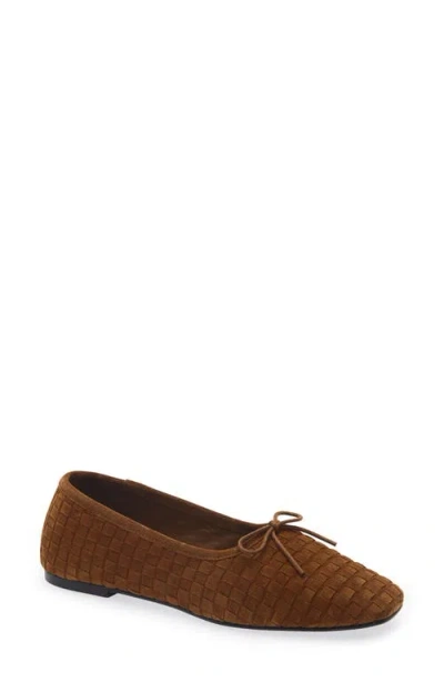 Freda Salvador Jada Woven Square Toe Ballet Flat In Brown