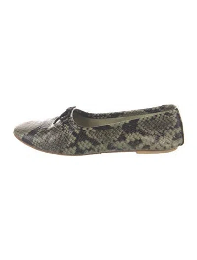 Pre-owned Freda Salvador Leather Animal Print Ballet Flats In Neutrals