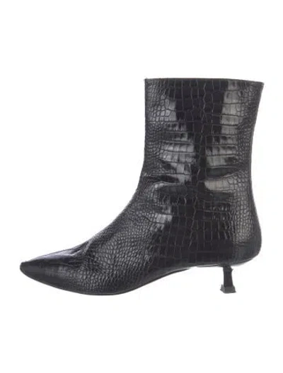 Pre-owned Freda Salvador Leather Animal Print Boots In Multicolor