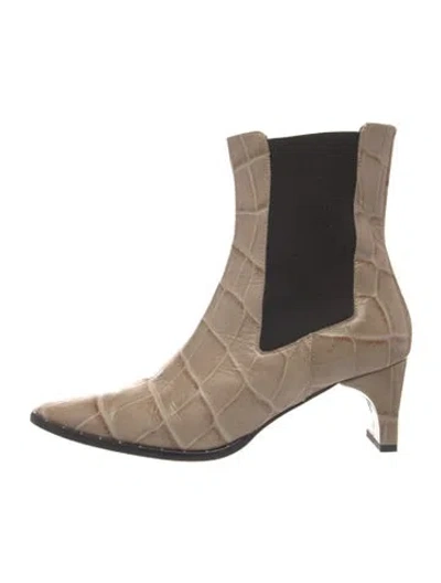 Pre-owned Freda Salvador Leather Animal Print Chelsea Boots In Neutrals