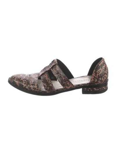 Pre-owned Freda Salvador Leather Animal Print D'orsay Flats In Multi