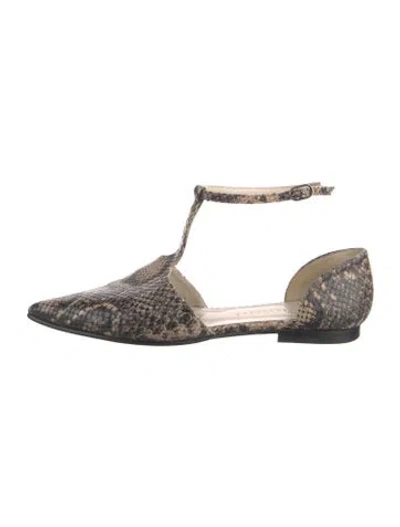 Pre-owned Freda Salvador Leather Animal Print D'orsay Flats In Neutrals