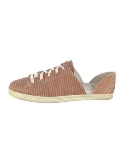 Pre-owned Freda Salvador Leather Animal Print Flats In Brown