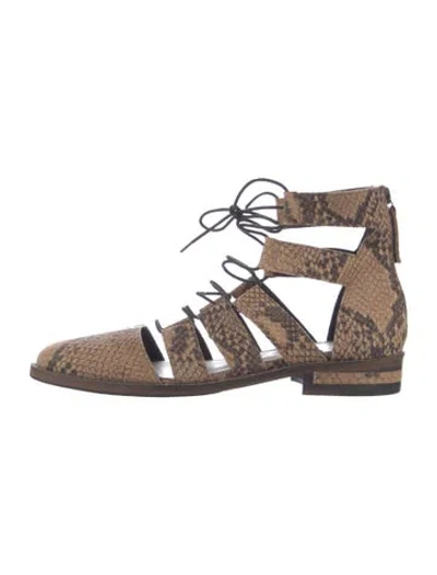Pre-owned Freda Salvador Leather Animal Print Flats In Neutral