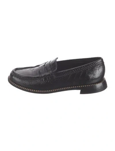 Pre-owned Freda Salvador Leather Animal Print Loafers In Black