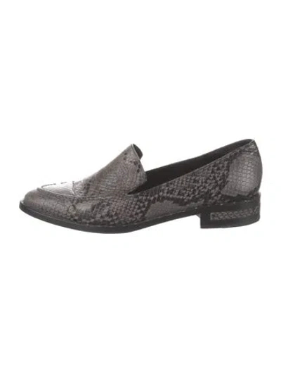 Pre-owned Freda Salvador Leather Animal Print Loafers In Grey