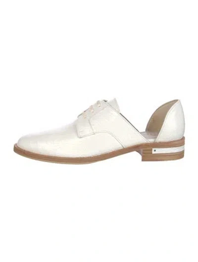 Pre-owned Freda Salvador Leather Animal Print Oxfords In Neutrals/white