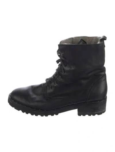 Pre-owned Freda Salvador Leather Combat Boots In Black