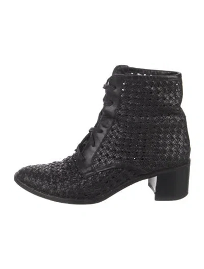 Pre-owned Freda Salvador Leather Combat Boots In Black