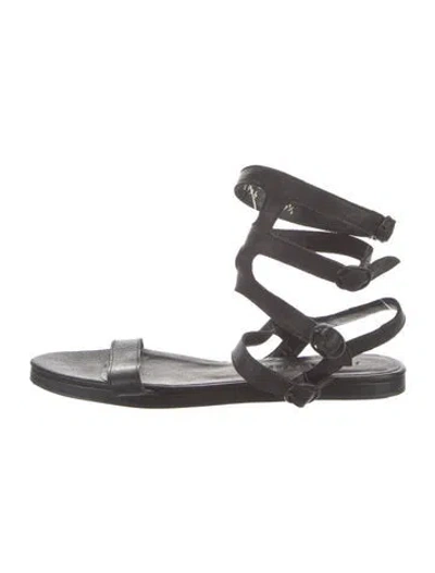 Pre-owned Freda Salvador Leather Gladiator Sandals In Black