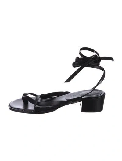 Pre-owned Freda Salvador Leather Gladiator Sandals In Black