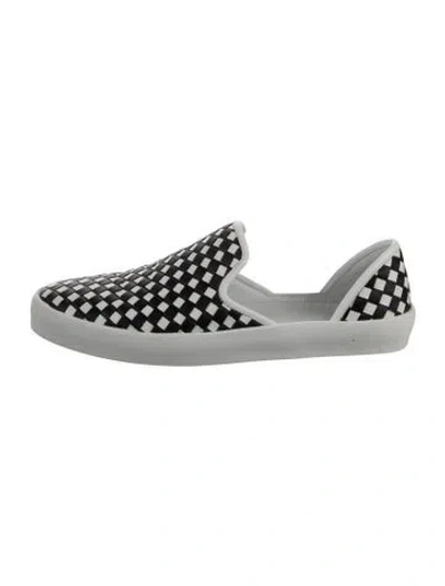 Pre-owned Freda Salvador Leather Houndstooth Print Flats In Multi
